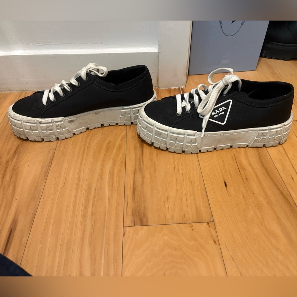 Prada black lug sole flatform sneakers, 40/10 - Picture 4 of 6